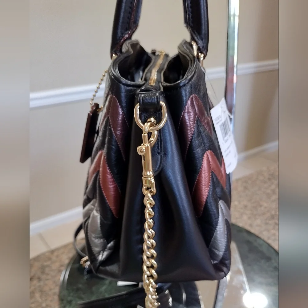 NWT Coach leather Sage  Carry-all quilted metallic chevron